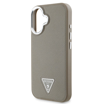 iPhone 16 Kılıf Guess Orjinal Lisanslı M-safe Şarj Özellikli Grained Triangle Kapak