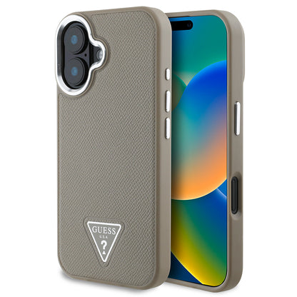 iPhone 16 Kılıf Guess Orjinal Lisanslı M-safe Şarj Özellikli Grained Triangle Kapak