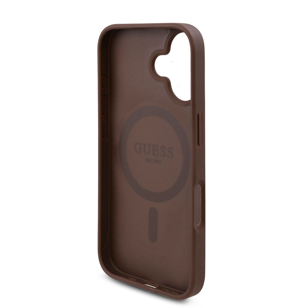 iPhone 16 Kılıf Guess Orjinal Lisanslı M-safe Şarj Özellikli Gül Baskılı 4G Desenli Yazı Logolu Kapak