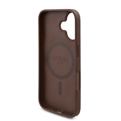 iPhone 16 Kılıf Guess Orjinal Lisanslı M-safe Şarj Özellikli Gül Baskılı 4G Desenli Yazı Logolu Kapak