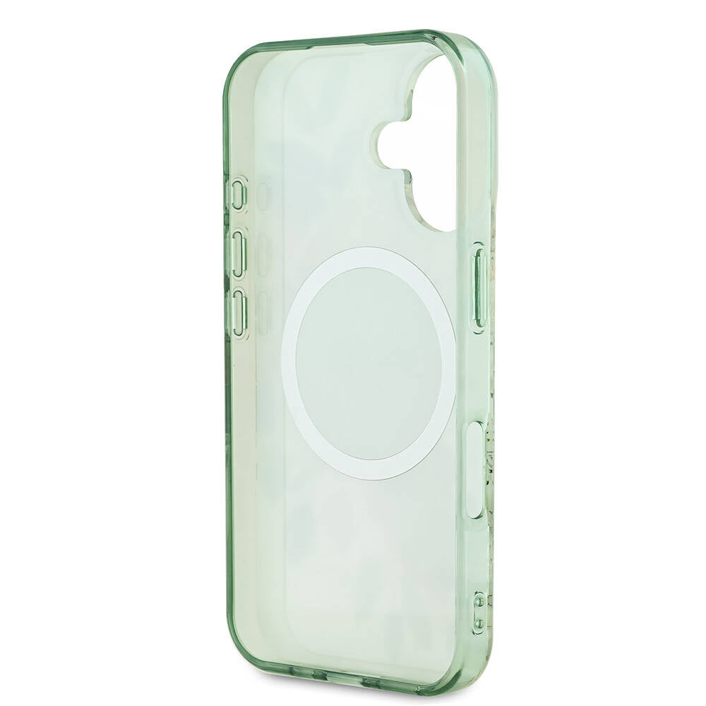 iPhone 16 Kılıf Guess Orjinal Lisanslı M-safe Şarj Özellikli IML Baskılı Yazı Logolu Flower Tonal Circle Kapak