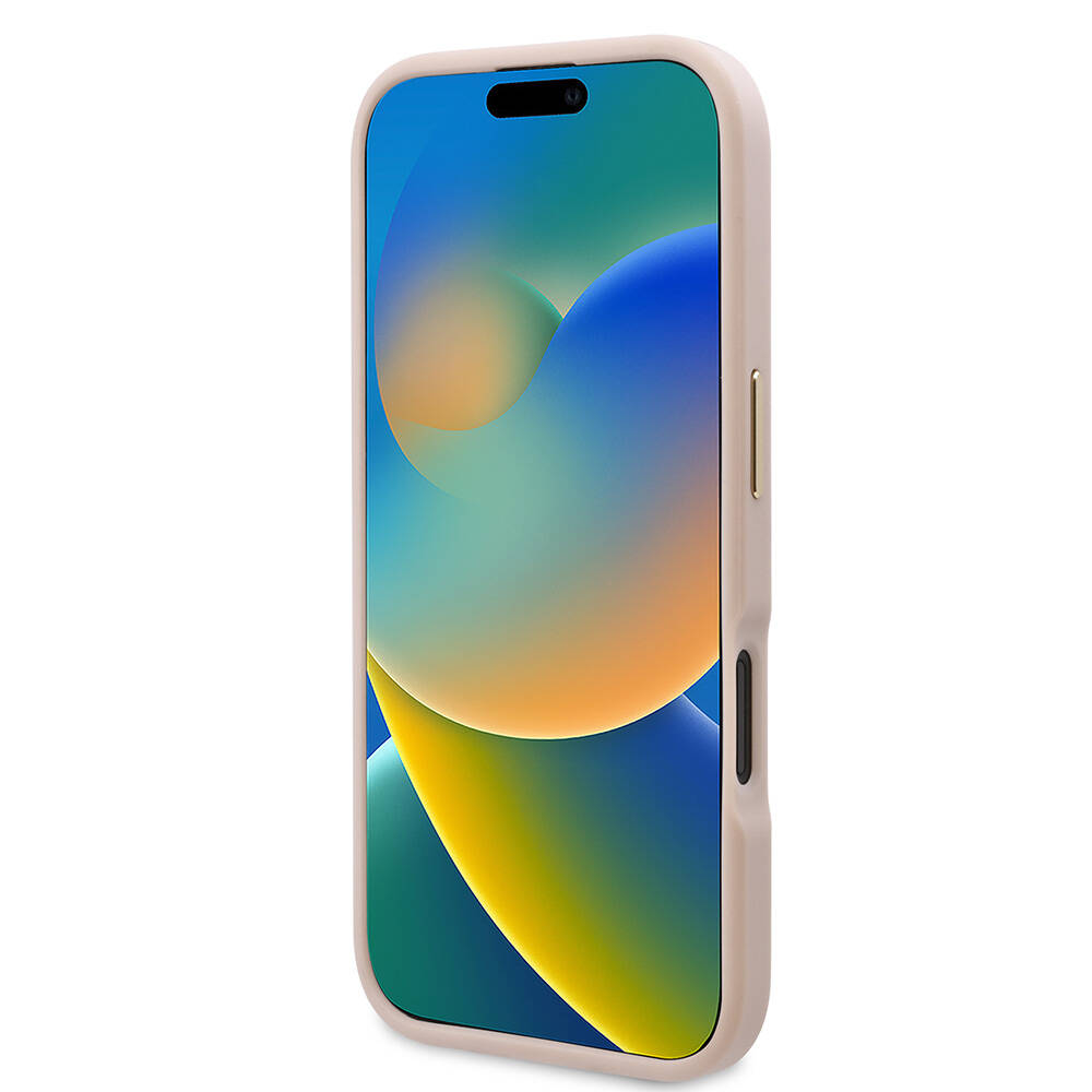 iPhone 16 Kılıf Guess Orjinal Lisanslı M-safe Şarj Özellikli PU 4G Desenli Metal Plaka Klasik Logolu Kapak