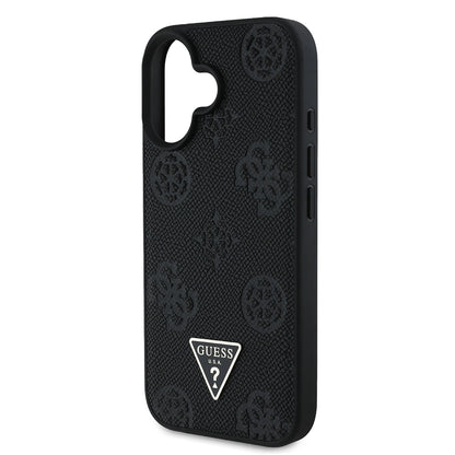 iPhone 16 Kılıf Guess Orjinal Lisanslı M-safe Şarj Özellikli Sıcak Baskılı Üçgen Logolu PU Deri Peony Kapak