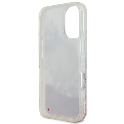 iPhone 16 Kılıf Guess Orjinal Lisanslı M-safe Şarj Özellikli Sıvılı Simli Çiçek Desenli Kapak