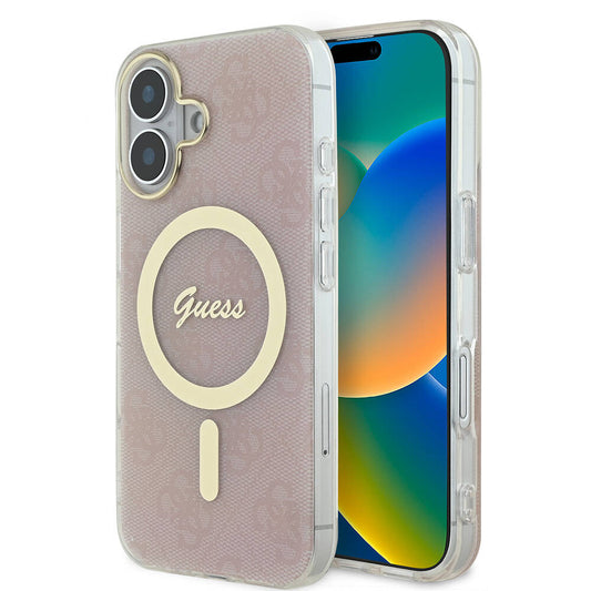 iPhone 16 Kılıf Guess Orjinal Lisanslı M-safe Şarj Özellikli Yazı Logolu 4G Desenli Kapak