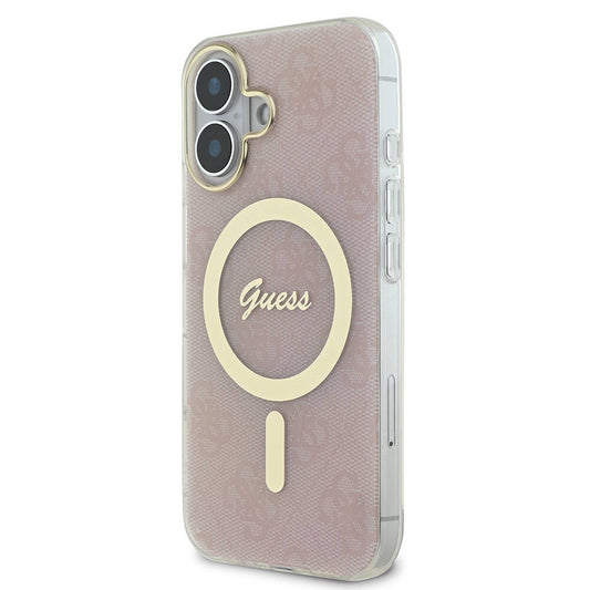 iPhone 16 Kılıf Guess Orjinal Lisanslı M-safe Şarj Özellikli Yazı Logolu 4G Desenli Kapak