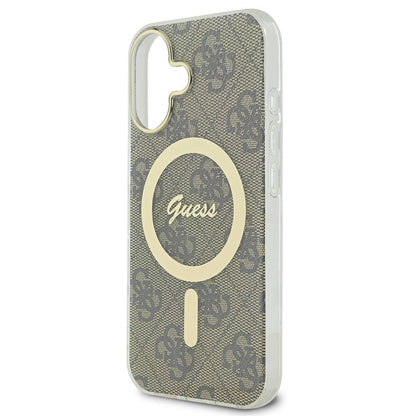 iPhone 16 Kılıf Guess Orjinal Lisanslı M-safe Şarj Özellikli Yazı Logolu 4G Desenli Kapak