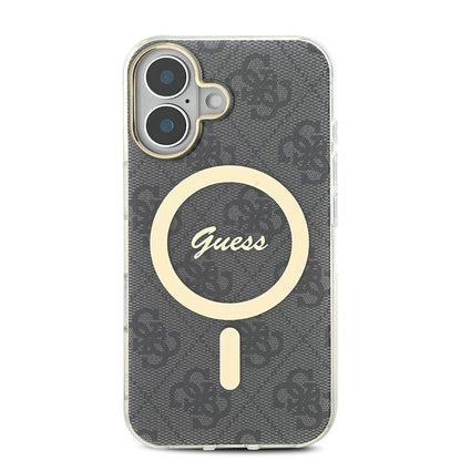iPhone 16 Kılıf Guess Orjinal Lisanslı M-safe Şarj Özellikli Yazı Logolu 4G Desenli Kapak