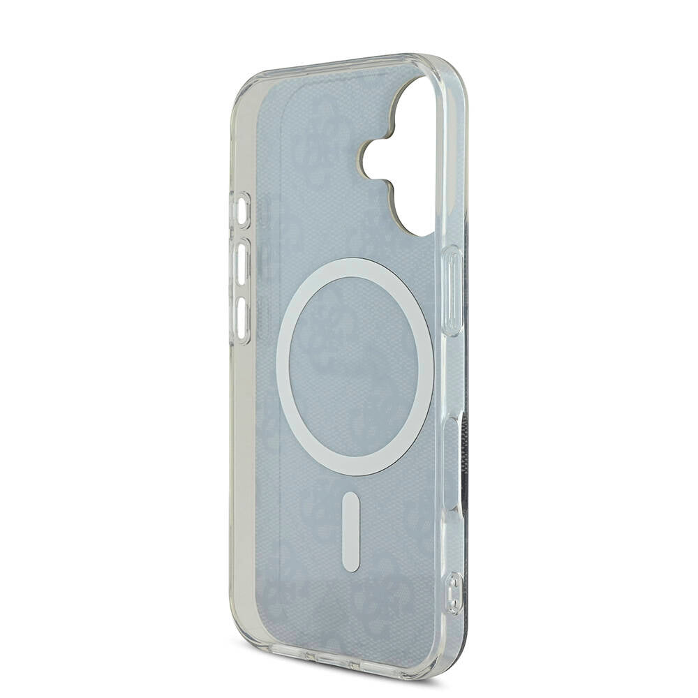 iPhone 16 Kılıf Guess Orjinal Lisanslı M-safe Şarj Özellikli Yazı Logolu 4G Desenli Kapak
