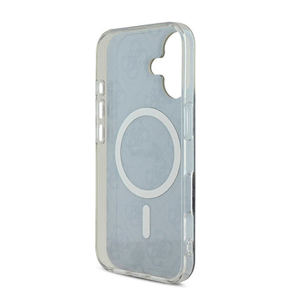 iPhone 16 Kılıf Guess Orjinal Lisanslı M-safe Şarj Özellikli Yazı Logolu 4G Desenli Kapak
