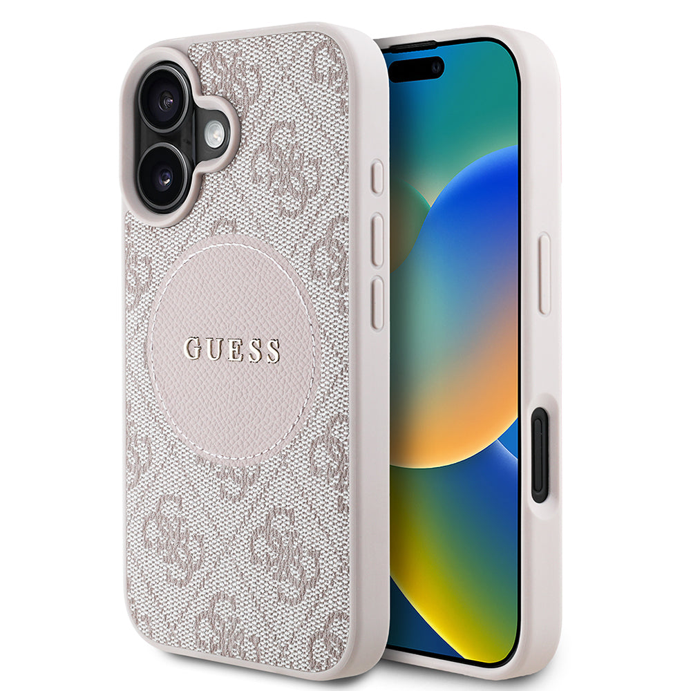 iPhone 16 Kılıf Guess Orjinal Lisanslı M-safe Şarj Özellikli Yazı Logolu Circle Classic Kapak