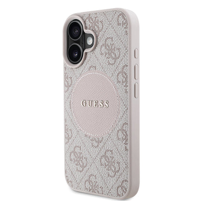 iPhone 16 Kılıf Guess Orjinal Lisanslı M-safe Şarj Özellikli Yazı Logolu Circle Classic Kapak