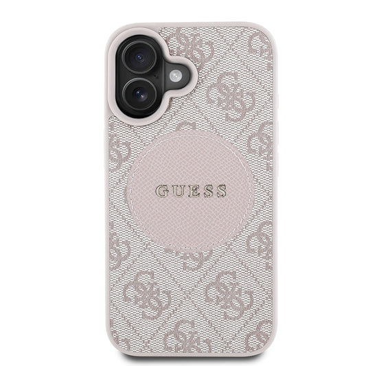 iPhone 16 Kılıf Guess Orjinal Lisanslı M-safe Şarj Özellikli Yazı Logolu Circle Classic Kapak