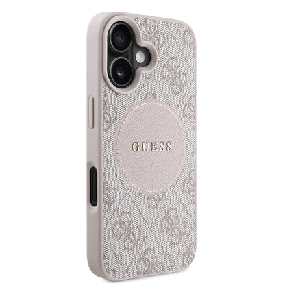 iPhone 16 Kılıf Guess Orjinal Lisanslı M-safe Şarj Özellikli Yazı Logolu Circle Classic Kapak