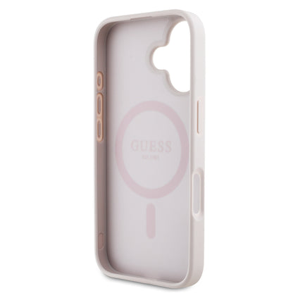 iPhone 16 Kılıf Guess Orjinal Lisanslı M-safe Şarj Özellikli Yazı Logolu Circle Classic Kapak