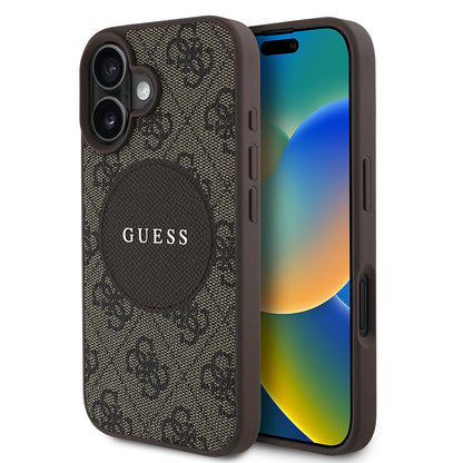 iPhone 16 Kılıf Guess Orjinal Lisanslı M-safe Şarj Özellikli Yazı Logolu Circle Classic Kapak