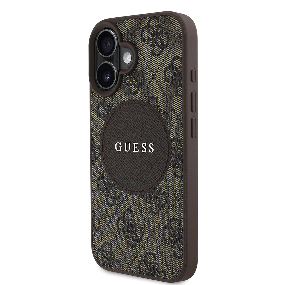 iPhone 16 Kılıf Guess Orjinal Lisanslı M-safe Şarj Özellikli Yazı Logolu Circle Classic Kapak