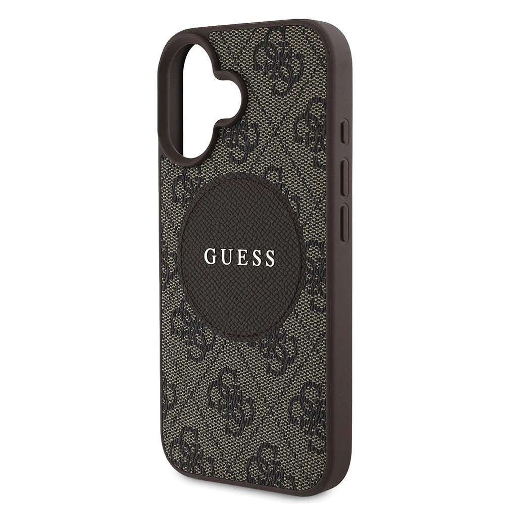 iPhone 16 Kılıf Guess Orjinal Lisanslı M-safe Şarj Özellikli Yazı Logolu Circle Classic Kapak