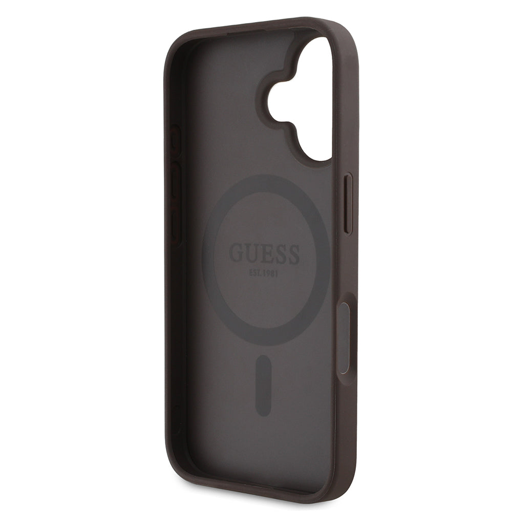 iPhone 16 Kılıf Guess Orjinal Lisanslı M-safe Şarj Özellikli Yazı Logolu Circle Classic Kapak