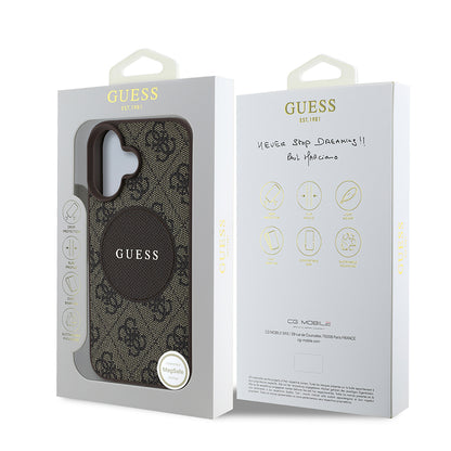 iPhone 16 Kılıf Guess Orjinal Lisanslı M-safe Şarj Özellikli Yazı Logolu Circle Classic Kapak