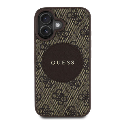 iPhone 16 Kılıf Guess Orjinal Lisanslı M-safe Şarj Özellikli Yazı Logolu Circle Classic Kapak