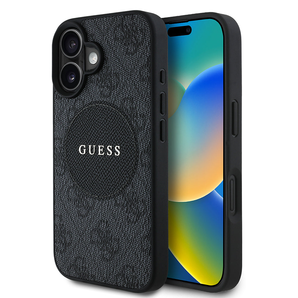 iPhone 16 Kılıf Guess Orjinal Lisanslı M-safe Şarj Özellikli Yazı Logolu Circle Classic Kapak
