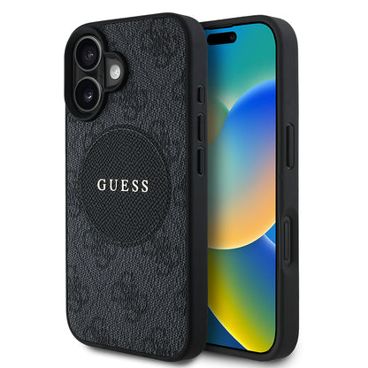 iPhone 16 Kılıf Guess Orjinal Lisanslı M-safe Şarj Özellikli Yazı Logolu Circle Classic Kapak