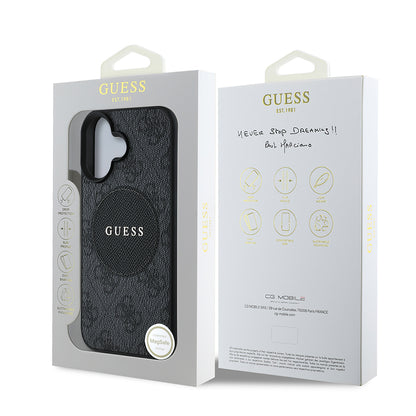 iPhone 16 Kılıf Guess Orjinal Lisanslı M-safe Şarj Özellikli Yazı Logolu Circle Classic Kapak