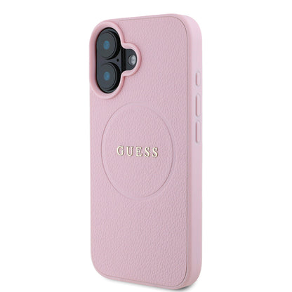 iPhone 16 Kılıf Guess Orjinal Lisanslı M-safe Şarj Özellikli Yazı Logolu Grained Kapak
