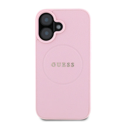iPhone 16 Kılıf Guess Orjinal Lisanslı M-safe Şarj Özellikli Yazı Logolu Grained Kapak
