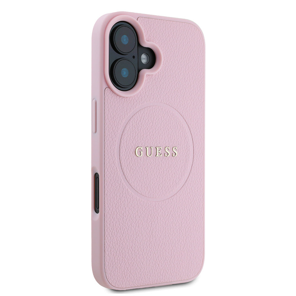 iPhone 16 Kılıf Guess Orjinal Lisanslı M-safe Şarj Özellikli Yazı Logolu Grained Kapak