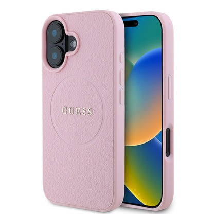 iPhone 16 Kılıf Guess Orjinal Lisanslı M-safe Şarj Özellikli Yazı Logolu Grained Kapak