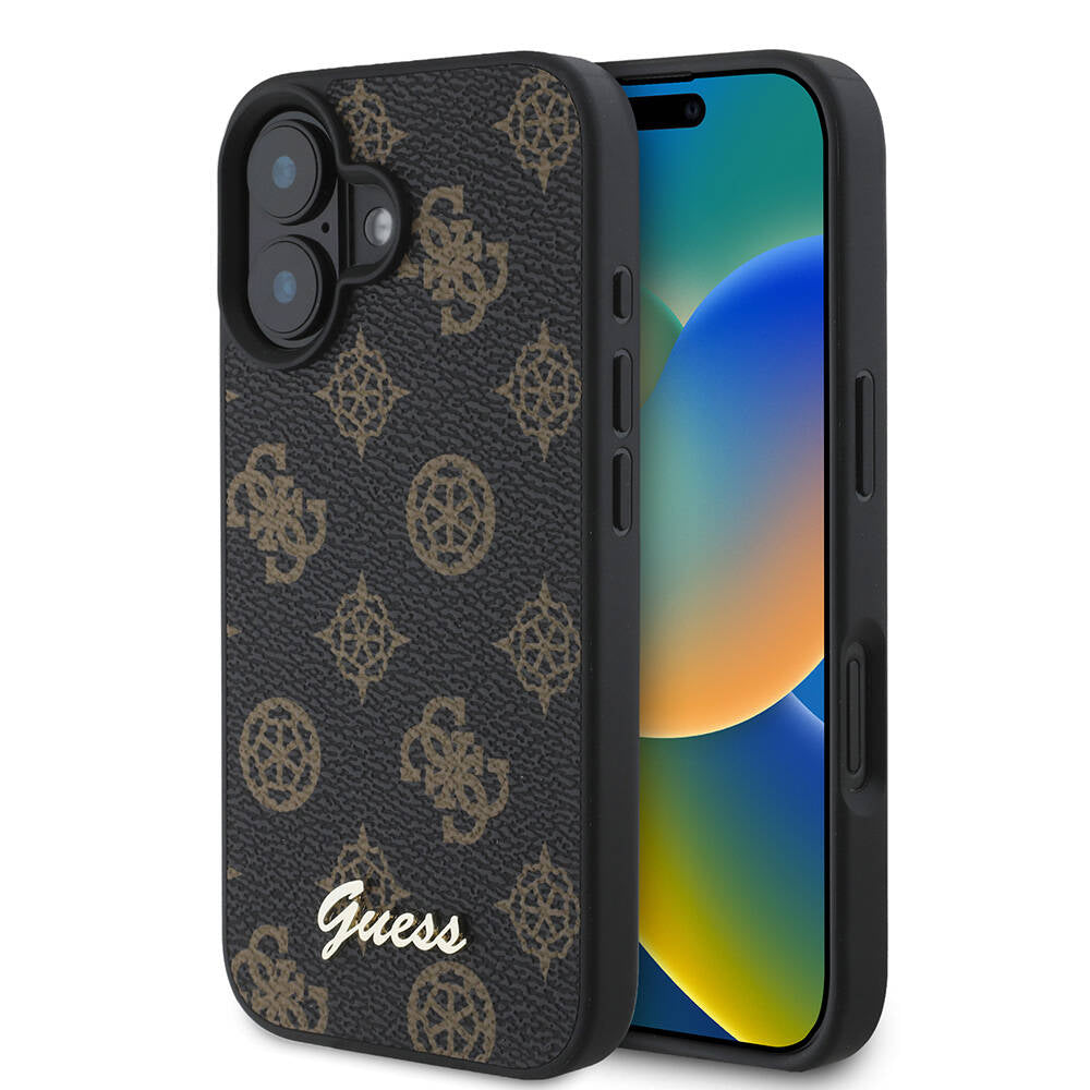 iPhone 16 Kılıf Guess Orjinal Lisanslı M-safe Şarj Özellikli Yazı Logolu Peony Kapak