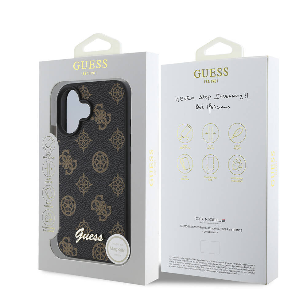 iPhone 16 Kılıf Guess Orjinal Lisanslı M-safe Şarj Özellikli Yazı Logolu Peony Kapak