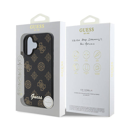iPhone 16 Kılıf Guess Orjinal Lisanslı M-safe Şarj Özellikli Yazı Logolu Peony Kapak