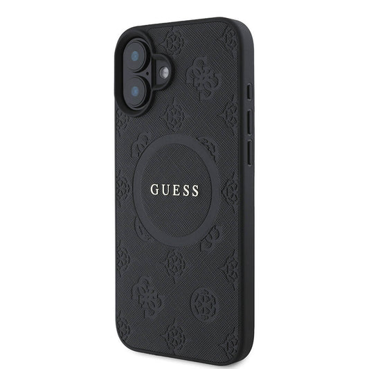 iPhone 16 Kılıf Guess Orjinal Lisanslı M-safe Şarj Özellikli Yazı Logolu Saffiano Peony Kapak