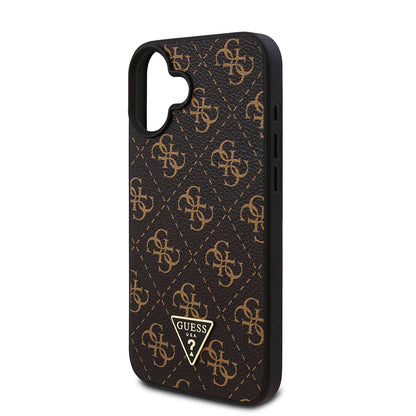iPhone 16 Kılıf Guess Orjinal Lisanslı PU Deri 4G Desenli Üçgen Logolu Kapak