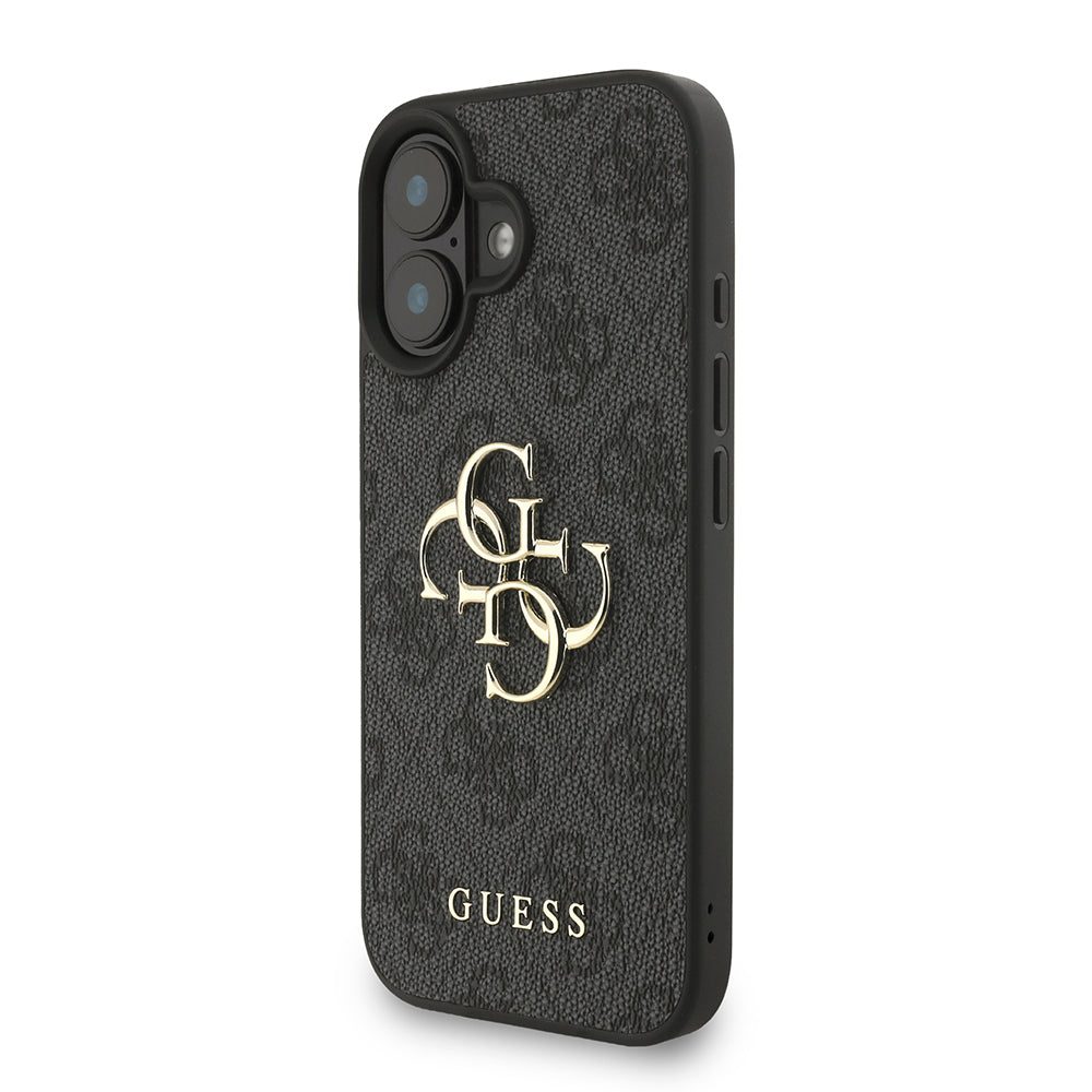 iPhone 16 Kılıf Guess Orjinal Lisanslı PU Deri Bilek Askı İpli Metal Büyük 4G ve Yazı Logolu Kapak