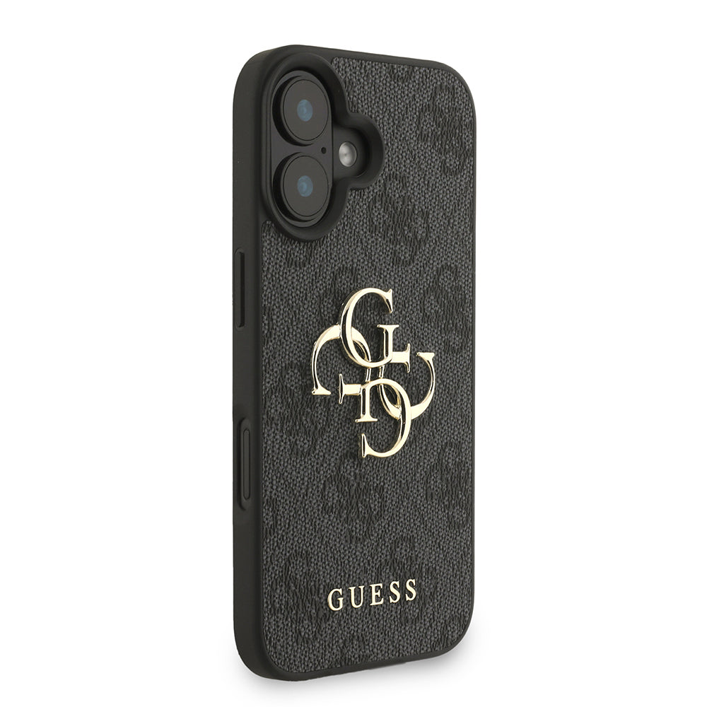 iPhone 16 Kılıf Guess Orjinal Lisanslı PU Deri Bilek Askı İpli Metal Büyük 4G ve Yazı Logolu Kapak