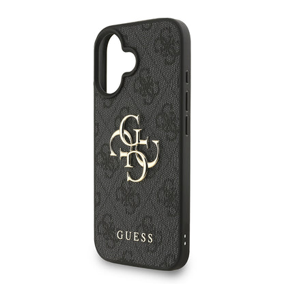 iPhone 16 Kılıf Guess Orjinal Lisanslı PU Deri Bilek Askı İpli Metal Büyük 4G ve Yazı Logolu Kapak
