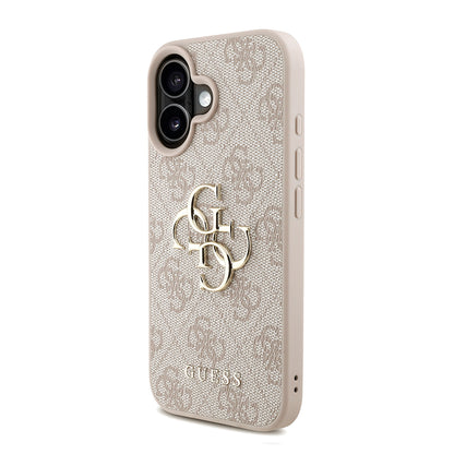 iPhone 16 Kılıf Guess Orjinal Lisanslı PU Deri Bilek Askı İpli Metal Büyük 4G ve Yazı Logolu Kapak