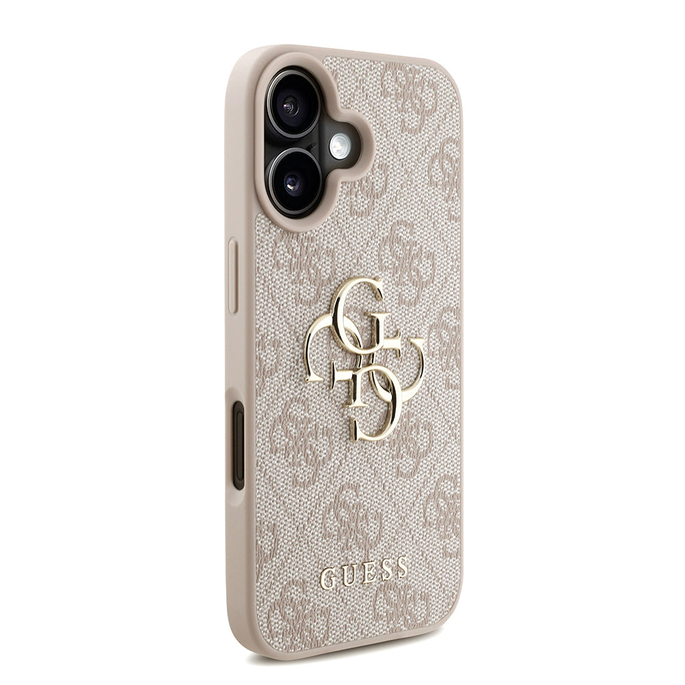 iPhone 16 Kılıf Guess Orjinal Lisanslı PU Deri Bilek Askı İpli Metal Büyük 4G ve Yazı Logolu Kapak