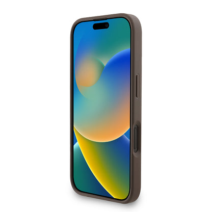 iPhone 16 Kılıf Guess Orjinal Lisanslı PU Deri Bilek Askı İpli Metal Büyük 4G ve Yazı Logolu Kapak