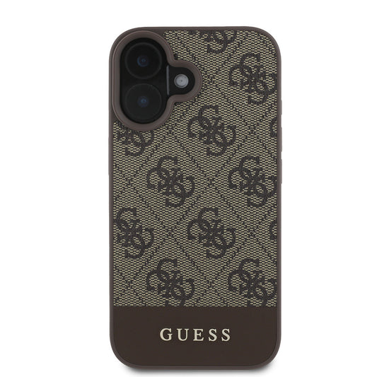iPhone 16 Kılıf Guess Orjinal Lisanslı PU Deri Şerit Logo Dizaynlı Kapak