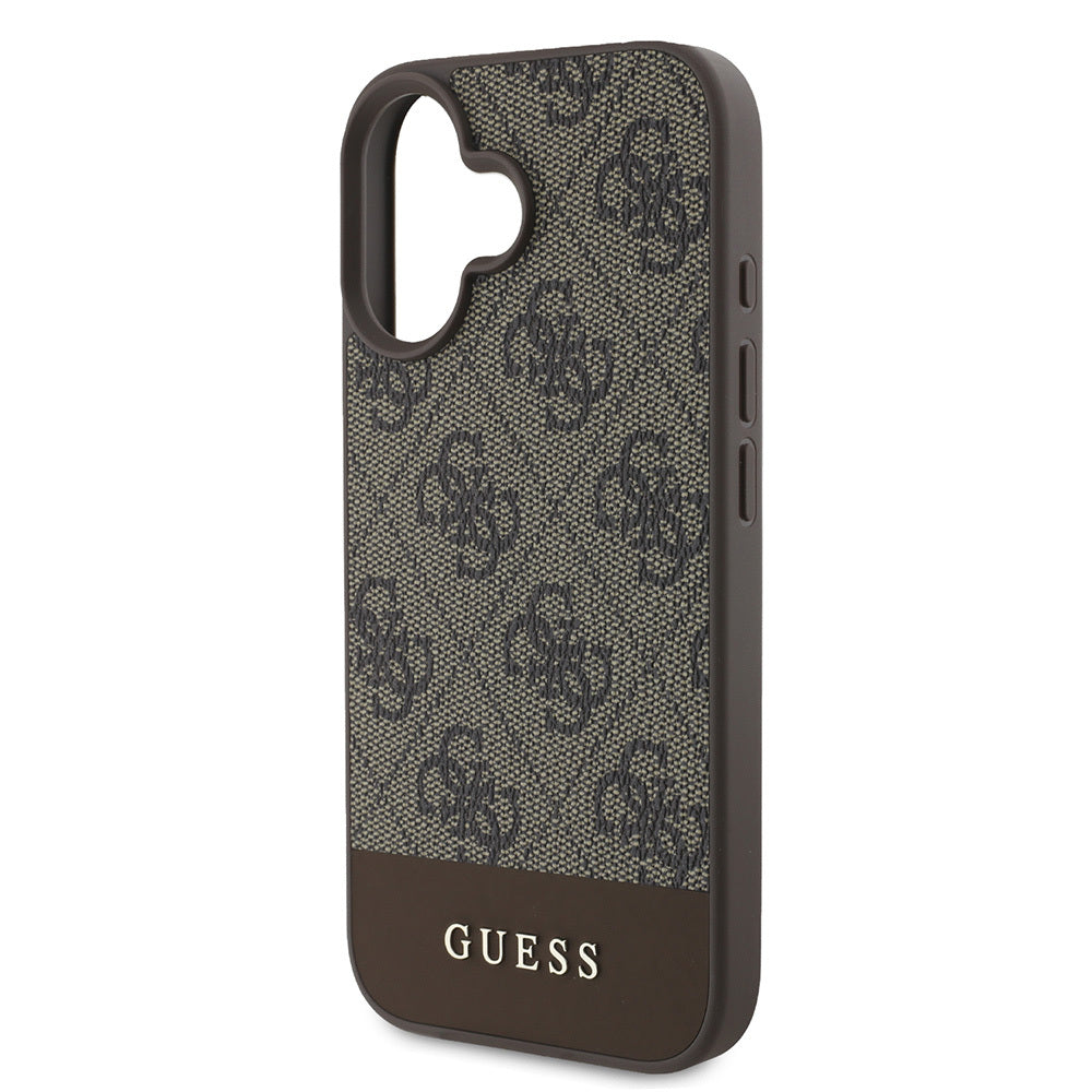 iPhone 16 Kılıf Guess Orjinal Lisanslı PU Deri Şerit Logo Dizaynlı Kapak