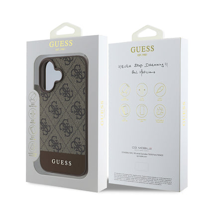 iPhone 16 Kılıf Guess Orjinal Lisanslı PU Deri Şerit Logo Dizaynlı Kapak