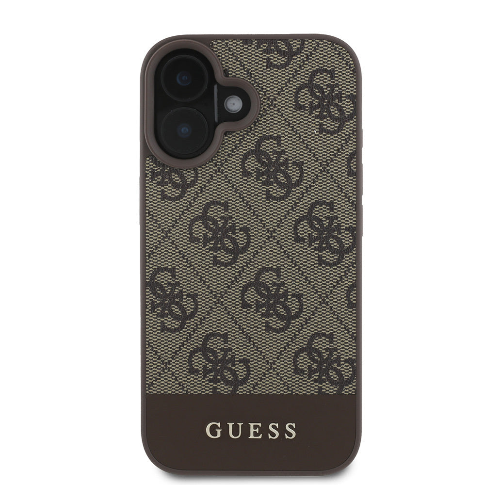 iPhone 16 Kılıf Guess Orjinal Lisanslı PU Deri Şerit Logo Dizaynlı Kapak