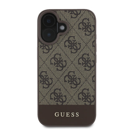 iPhone 16 Kılıf Guess Orjinal Lisanslı PU Deri Şerit Logo Dizaynlı Kapak