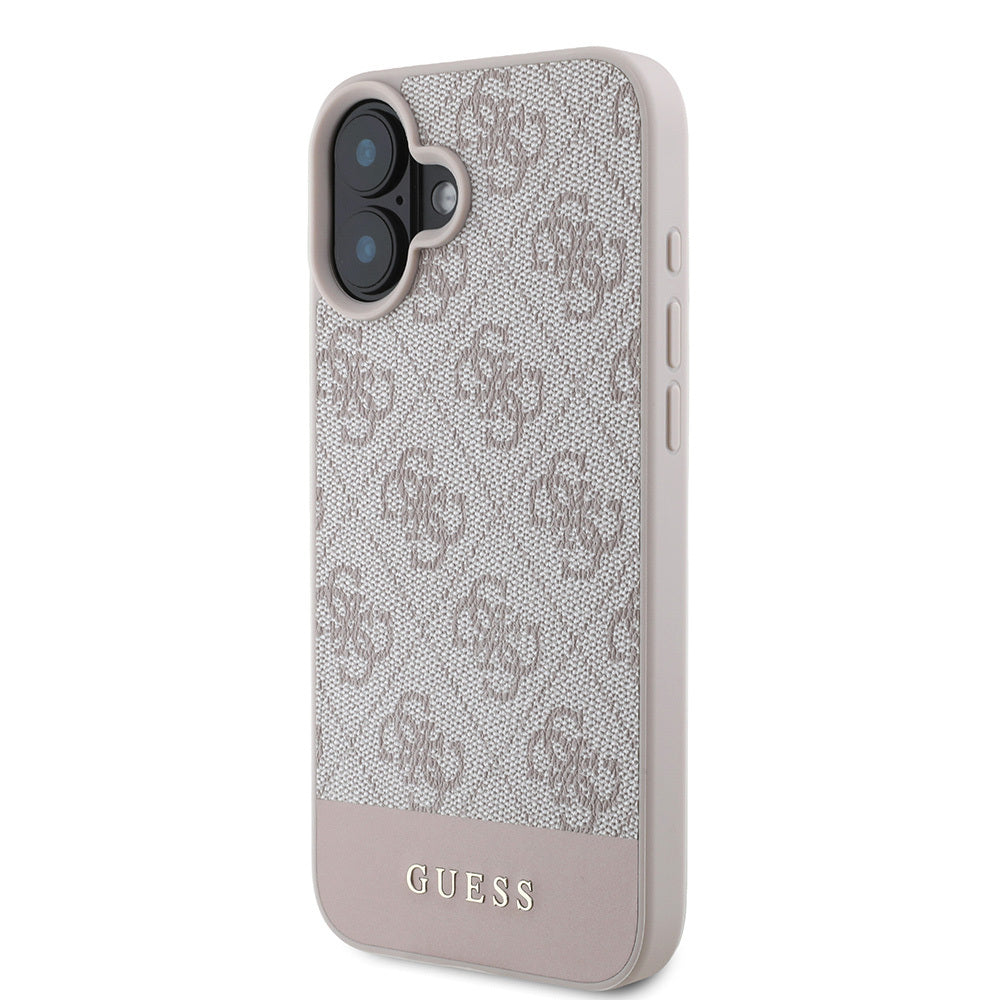 iPhone 16 Kılıf Guess Orjinal Lisanslı PU Deri Şerit Logo Dizaynlı Kapak