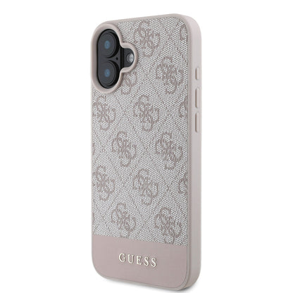 iPhone 16 Kılıf Guess Orjinal Lisanslı PU Deri Şerit Logo Dizaynlı Kapak